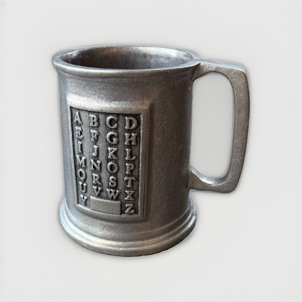 Vintage Wilton Armetale Pewter ABC Alphabet Cup Mug Tankard RWP USA